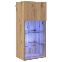 Wand-TV-Möbel - HELLOSHOP26 - Set moderne Wand-TV-Möbel - Beige Eiche - 1 Tür - LED USB