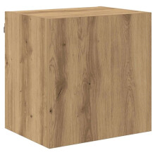 Wand-TV-Möbel - HELLOSHOP26 - 40,5x30x40 cm - Beige handgefertigt - 1 Tür - 1 Regal