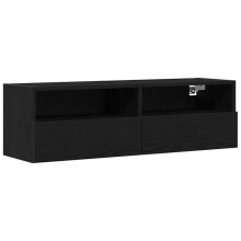 TV-meubel - HELLOSHOP26 - Modern rechthoekig ontwerp - Zwart - 2 deuren - Hangend 100 x 30 x 30 cm