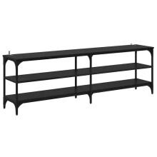 TV-Möbel - HELLOSHOP26 - 160 x 30 x 50 cm - 3 Regale - Ingenieurholz &amp; Eisen - Schwarz