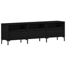TV-meubel - HELLOSHOP26 - Modern TV-meubel met praktische, strakke opbergruimte - Zwart - Engineering hout - 150 x 30 x 44,5 cm