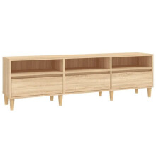Mobile TV - HELLOSHOP26 - 150 x 30 x 44,5 cm - Rovere Sonoma - Legno ingegnerizzato - Grande spazio di archiviazione