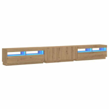 TV-Möbel - HELLOSHOP26 - Set von 3 TV-Möbeln - RGB-LED-Beleuchtung - 300 x 35 x 40 cm - Mattbeige