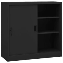 Armário de escritório - HELLOSHOP26 - 90x40x90 cm - Porta deslizante - Fechadura integrada - 2 prateleiras ajustáveis