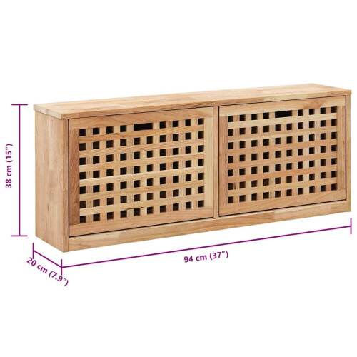 VidaXL vidaXL Solid Walnut Wood Shoe Storage Bench - Compact, Multipurpose & Durable - Natural Color, Convenient Storage and Seating Solution 1