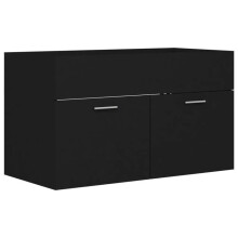 Waschtischschrank - HELLOSHOP26 - 80 x 38,5 x 46 cm - Schwarz - Spanplatten - Modernes, schlichtes Design