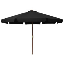 vidaXL Outdoor Parasol, 330cm Diameter, Lightweight & Durable Garden Umbrella with Wooden Pole and Double Pulley System, Easy to Assemble, Anti-Fade