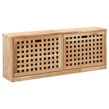 vidaXL Solid Walnut Wood Shoe Storage Bench - Compact, Multipurpose & Durable - Natural Color, Convenient Storage and Seating Solution
