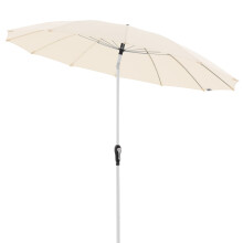 Doppler Asia Look SL-AZ Auto Tilt Garden Parasol 250 cm Natural Garden Umbrella Bendable with Cranks UV Protection 50+ Aluminium Crank Umbrella