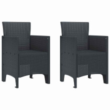 vidaXL Garden Chair 2 pcs Anthracite 53 x 49 x 85 cm Polypropylene, Garden and Terrace, Modern Armchair, Rectangular Outdoor Seating, Durable Patio