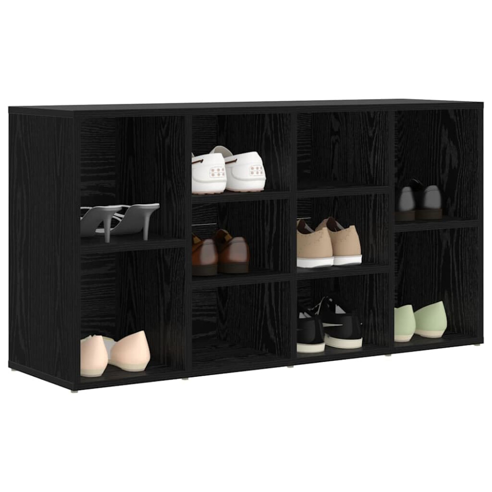 Vidaxl Shoe Bench Other Black Oak 103 X 30 X 54.5 Cm Engineered Wood, Bedroom, Rustic Shoe Rack, Ample Storage, Multi-Functional Organizer, Hallway