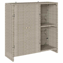 vidaXL Storage Cabinet with Door Light Grey 100 x 36 x 102 cm Rattan, Living Room Storage, Modern Rattan Cabinet, Functional Multi-Use Furniture,