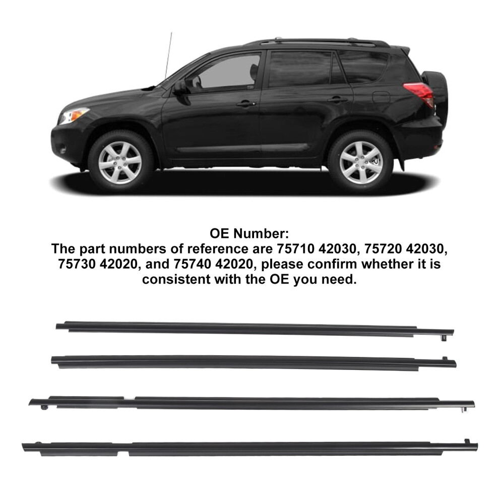 Rav4 2006-2008 4Pcs Abs Window Weatherstrip Black 7055741116544