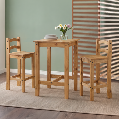 Mercers Furniture Corona Bistro Set Dining Kitchen Breakfast Bar Wooden Pine
