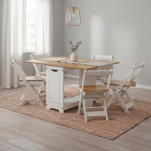 Mercers Furniture Corona White Butterfly Dining Set Drop Leaf Pine Wooden
