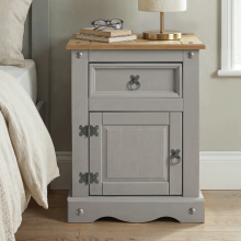 Corona Grey Wax Pot Cupboard Bedside Cabinet Large Wooden Pine