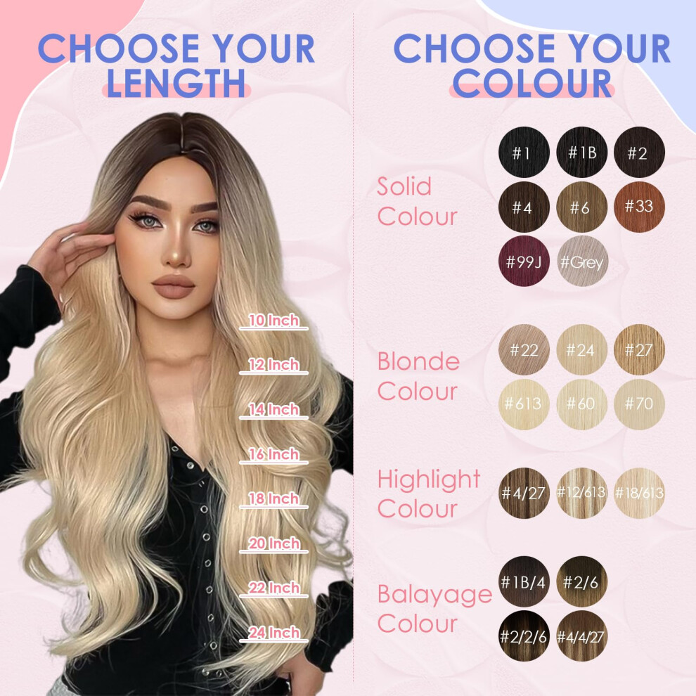 Elailite Double Weft Hair Extensions Clip In Human Remy Hair - 8 Pieces Straight Full Head (10"-110G, #18/613 Ash Blonde Mix Bleach Blonde)