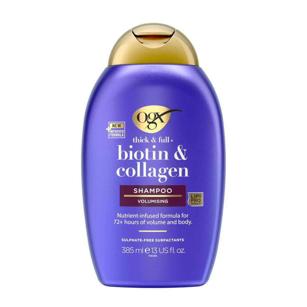 Ogx Biotin And Collagen Volumising Hair Shampoo, Thick And Full, With Vitamin B7 Biotin, And Collagen, For Fine Hair, Sulfate Free Surfactants, 3