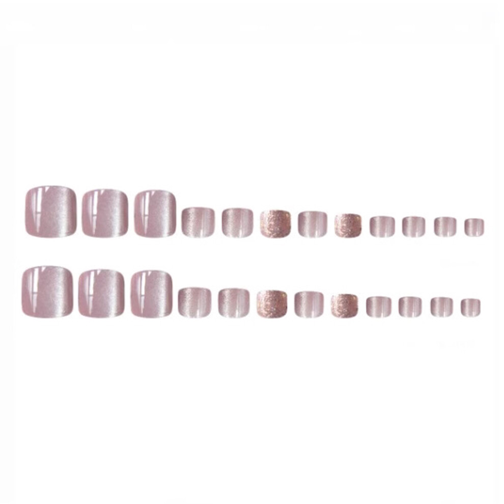 Reach-Tools (L) Pink Cat Press-On Toenails For Travel & Dating
