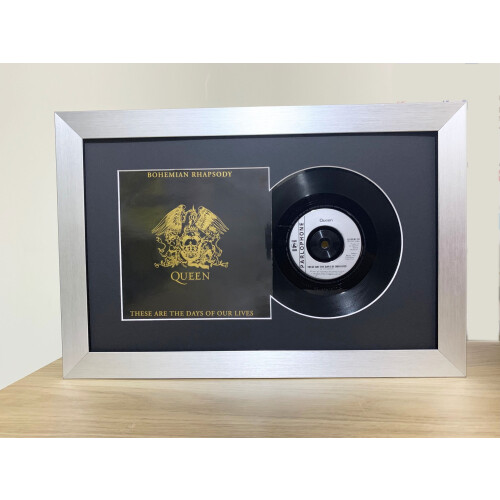 (Silver) Framed 12" Vinyl Record & Sleeve - Black Mount - 26x16.5"