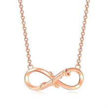 (Rose Gold, Necklace) Infinity Necklace Bracelet - Elegant Gift for Women