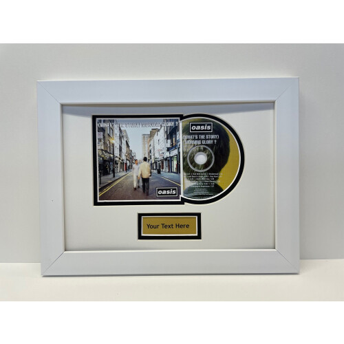 (Grey, White) Framed CD & Cover Art Display: Double Mounted with Title