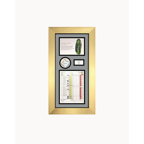 (Gold) Personalized Golf Photo 3D Box Frame: Scorecard & Ball Display