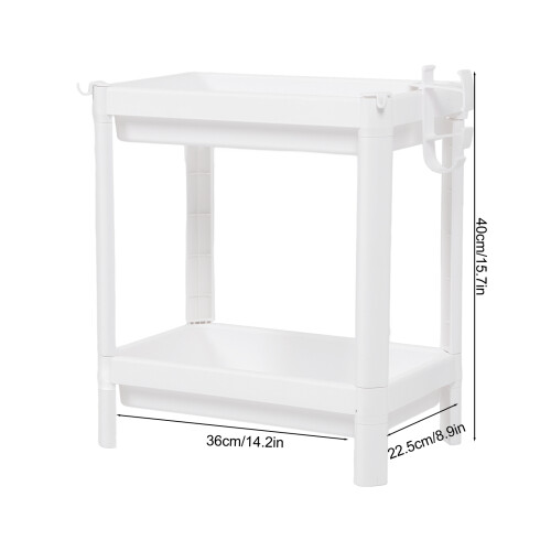 White 2-Layer Plastic Bathroom Tower Shelf 1