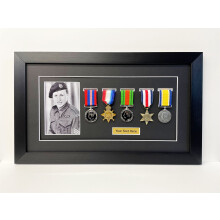 (Grey, Black) Military Medal Display Frame: WW1 WW2 Medal & 6x4 Photo