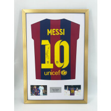 (Gold, White) DIY Football Shirt Frame: Adult Jersey Display Case with Photo & Text Plaque