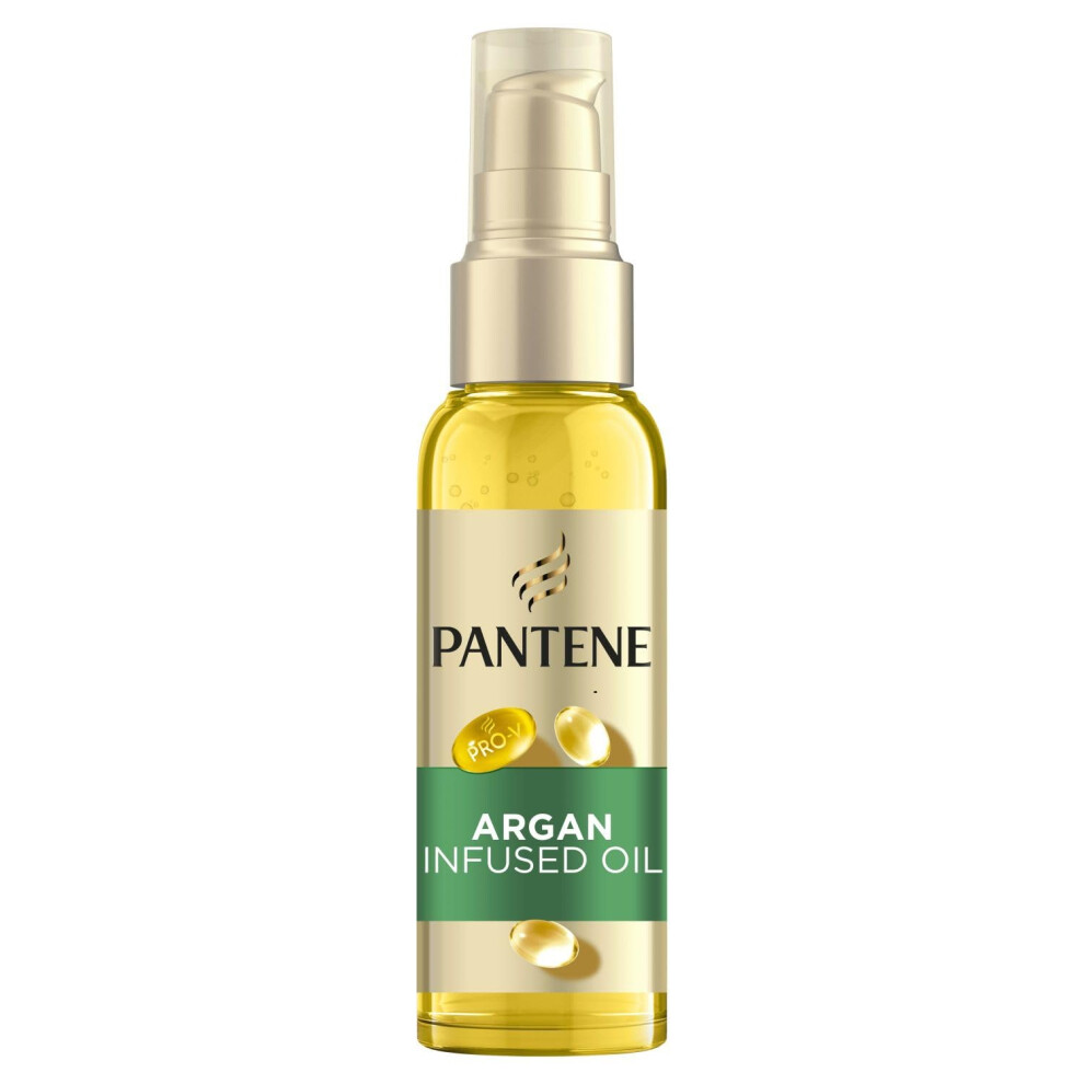 Photos - Hair Product Pantene Pro-V Smooth & Sleek Argan Infused Hair Oil, 100ml, for Frizzy Hair, Tames Frizz & Enhances Shine, with Pro-V Nutrie 