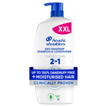 Head & Shoulders Classic Clean 2in1 Anti Dandruff Shampoo, 1000ml. Up to 100% Flake Free, Clinically Proven.