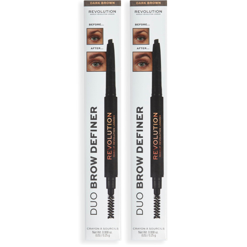 Makeup Revolution Dark/Brown Duo Brow Definer Pencil,