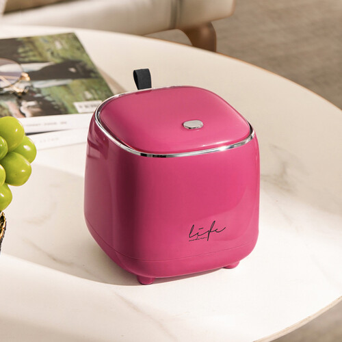 (Rose Red) Dual Layer ABS Trash Can w/ Flip Lid