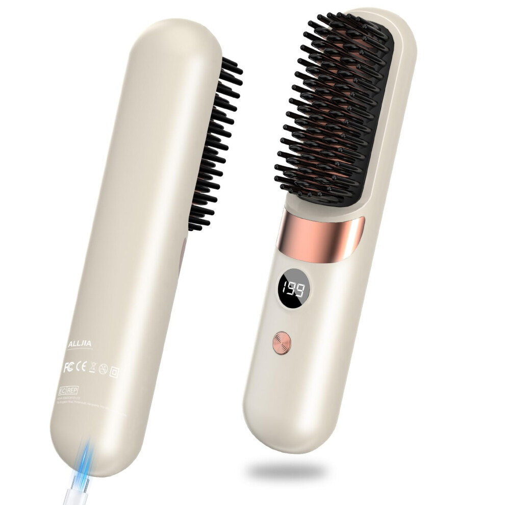 Alljia Cordless Hair Straightener Brush - Portable