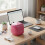 (Rose Red) Dual Layer ABS Trash Can w/ Flip Lid 2