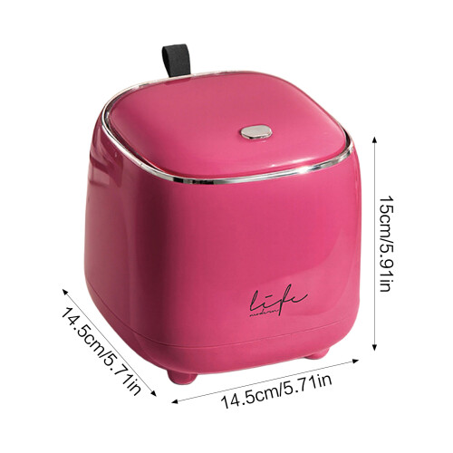 (Rose Red) Dual Layer ABS Trash Can w/ Flip Lid 2