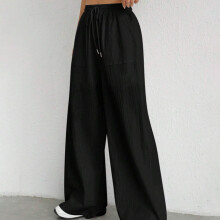 (Black, M) Women\'s Summer Wide Leg Pants for Work & Commuting