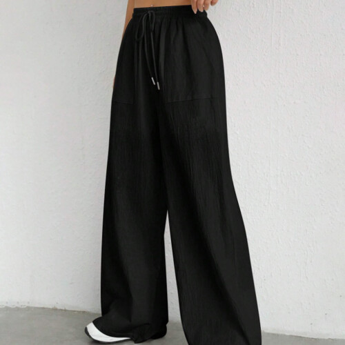 (Black, M) Women\'s Summer Wide Leg Pants for Work & Commuting
