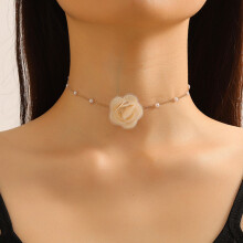 (Beige) Women\'s Floral Necklace for Masquerade & Banquet
