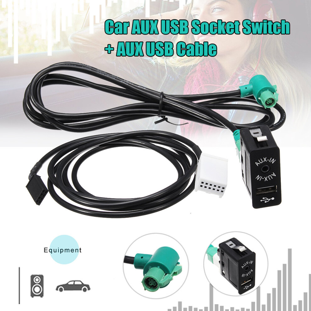 Aux Usb Socket Switch With Usb Cable For Bmw E60 E61 E63 E64 E87 E90 E70 F25 6431700921106