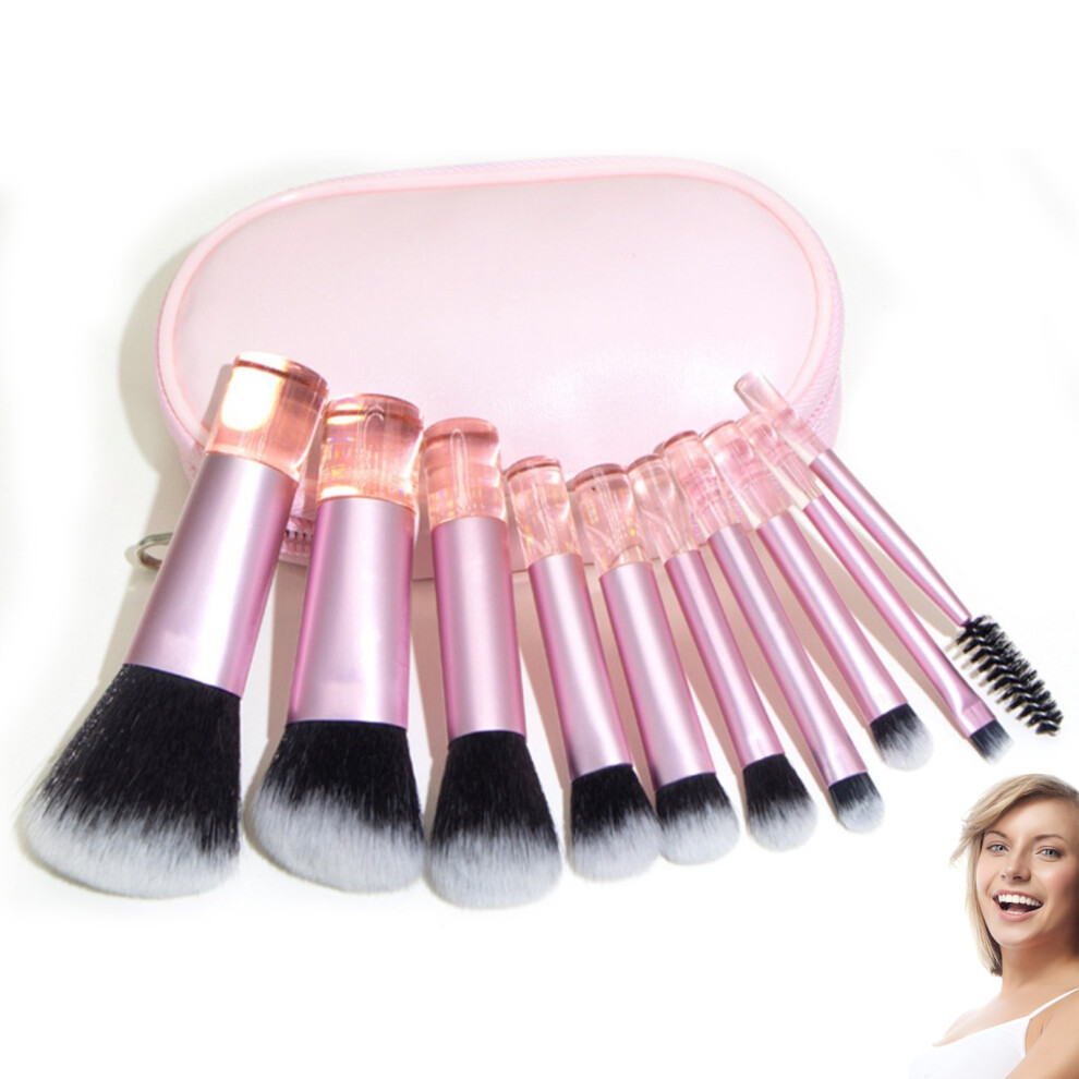 Zhouq-Outdoors 10Pcs Soft Fiber Makeup Brushes Kit