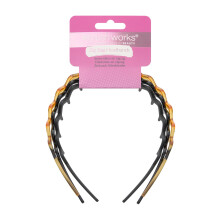 Brushworks Zig-Zag Headband 3-Pack â“ Retro-Modern Hair Accessory (Shiny Black, Matte Black, Tortoise) â“ Durable, Comfortable Grip