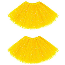 2X Girls Tutu Skirts Star Sequin Princess Dresses 3 Layers Ballet Dance Toddler Baby Tulle Tutu Skirt,Yellow