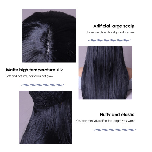 (Black) 24\" Platinum Blonde Straight Wig with Bangs 2