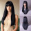 (Black) 24\" Platinum Blonde Straight Wig with Bangs 4