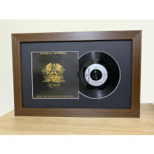 (Mahogany) 7-Inch Vinyl Record & Sleeve Frame: Black Mount, Choice of Frame Color (17.75" x 12")