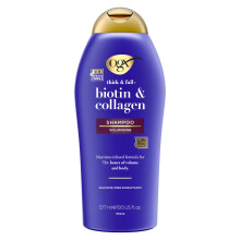 OGX Biotin and Collagen Volumising Hair Shampoo, Thick and Full, with Vitamin B7 Biotin, and Collagen, for Fine Hair, Sulfate Free Surfactants, 5