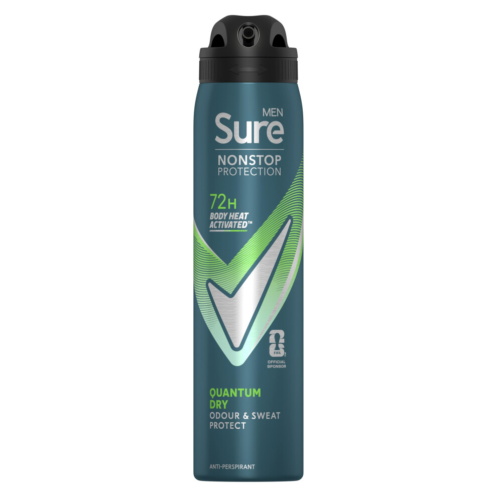 Sure Men Anti-Perspirant Deodorant Aerosol Quantum Dry Nonstop Protection 250 Ml