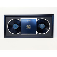 (White, White) 12" LP double merged 2x vinyl record with sleeve | 30mm wide black frame with white mount | music gift for birthdays and fathers day